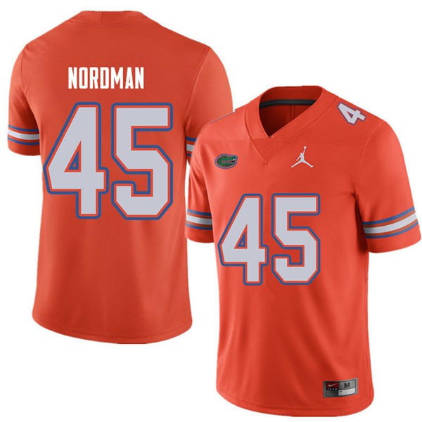 Jordan Brand Men #45 Charles Nordman Florida Gators College Football Jerseys Orange